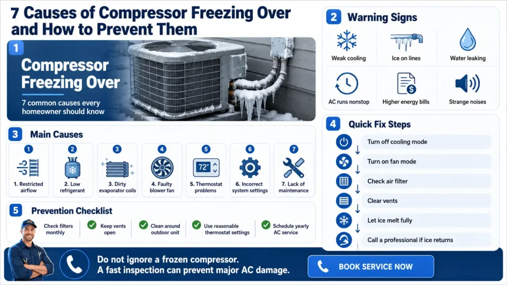 Compressor Freezing Over 7 Causes and Easy Fixes Infographic